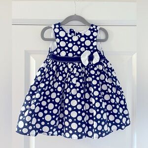 Max studio baby navy blue polka dot gown/ sun dress
